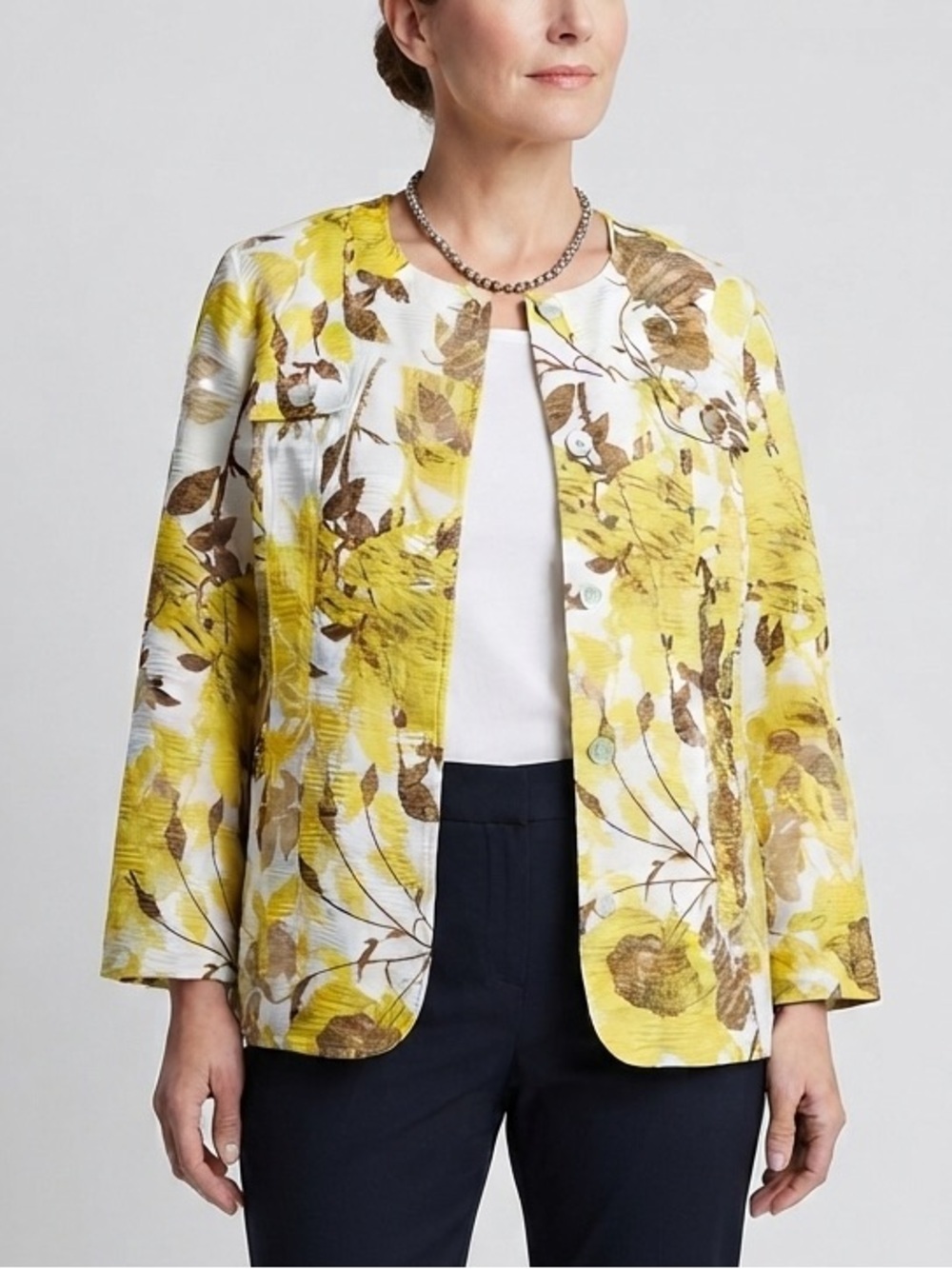ALFRED DUNNER Yellow and Green Spring Foliage Jacket size 20